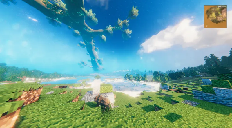 a boar in the meadows with the minimap in the corner